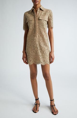 Short Sleeve Lace Shirtdress