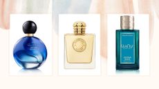 a collage of three of our favourite autumn fragrances including Avon, Burberry and Lilanur