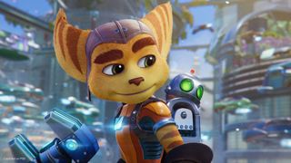A close up shot Ratchet and Clank