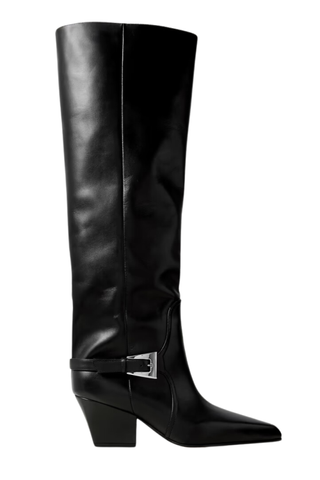 Jane Buckled Leather Knee Boots