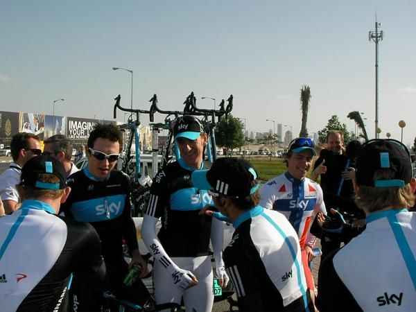 There were hand shakes all round for Team Sky after its victory