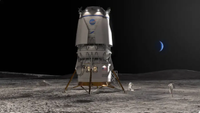 An artist's concept showing Blue Origin's lunar lander on the moon.