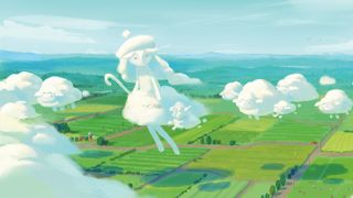 2D art; clouds shaped like sheep