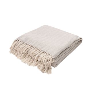 oat colored throw blanket with tassels