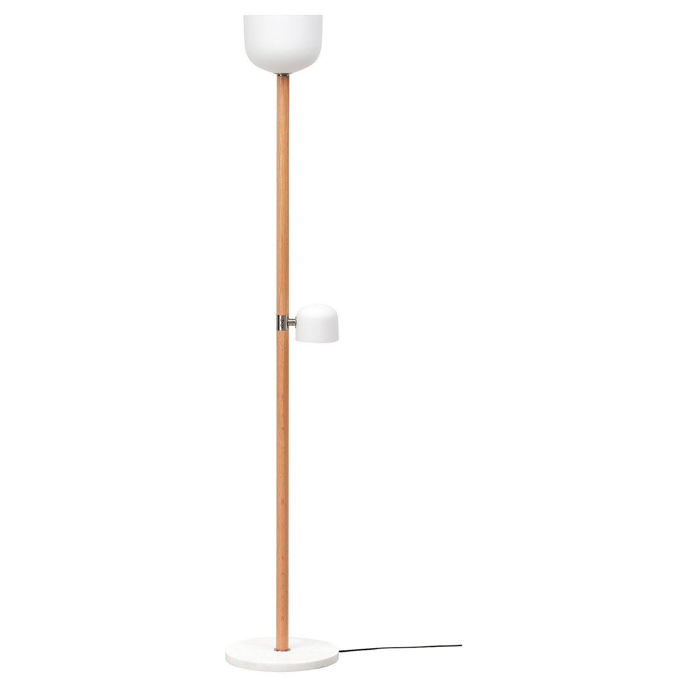 Mossplym Floor Uplighter/reading Lamp - Opal White Glass/oak 180 Cm