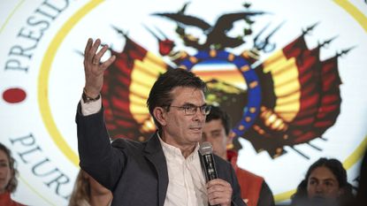 Bolivian President-elect Rodrigo Paz celebrates victory