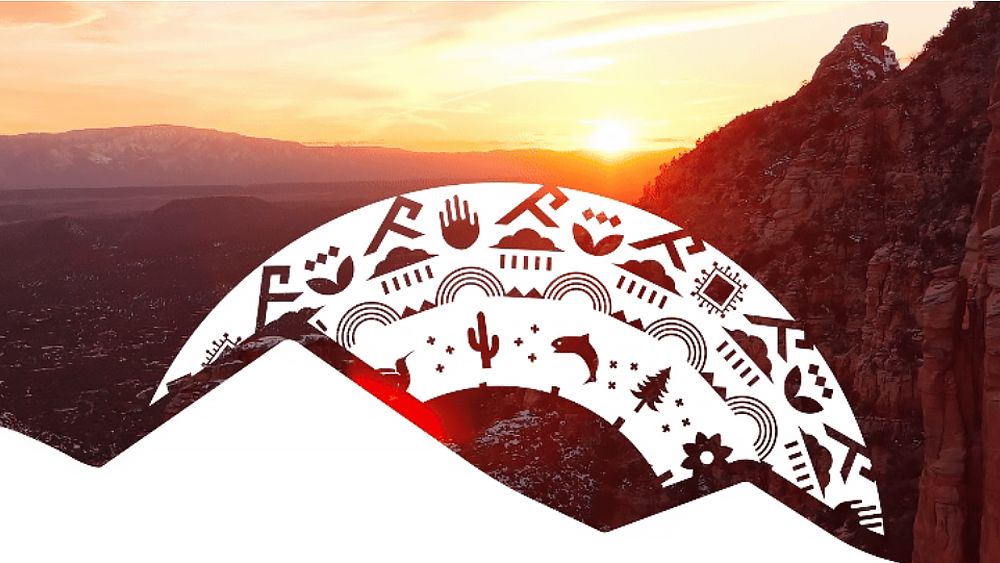 A detail from the new Arizona tourism logo showing symbols in a mandala design