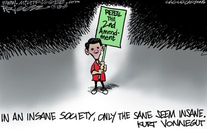 Political cartoon U.S. March For Our Lives Second Amendment gun control Kurt Vonnegut