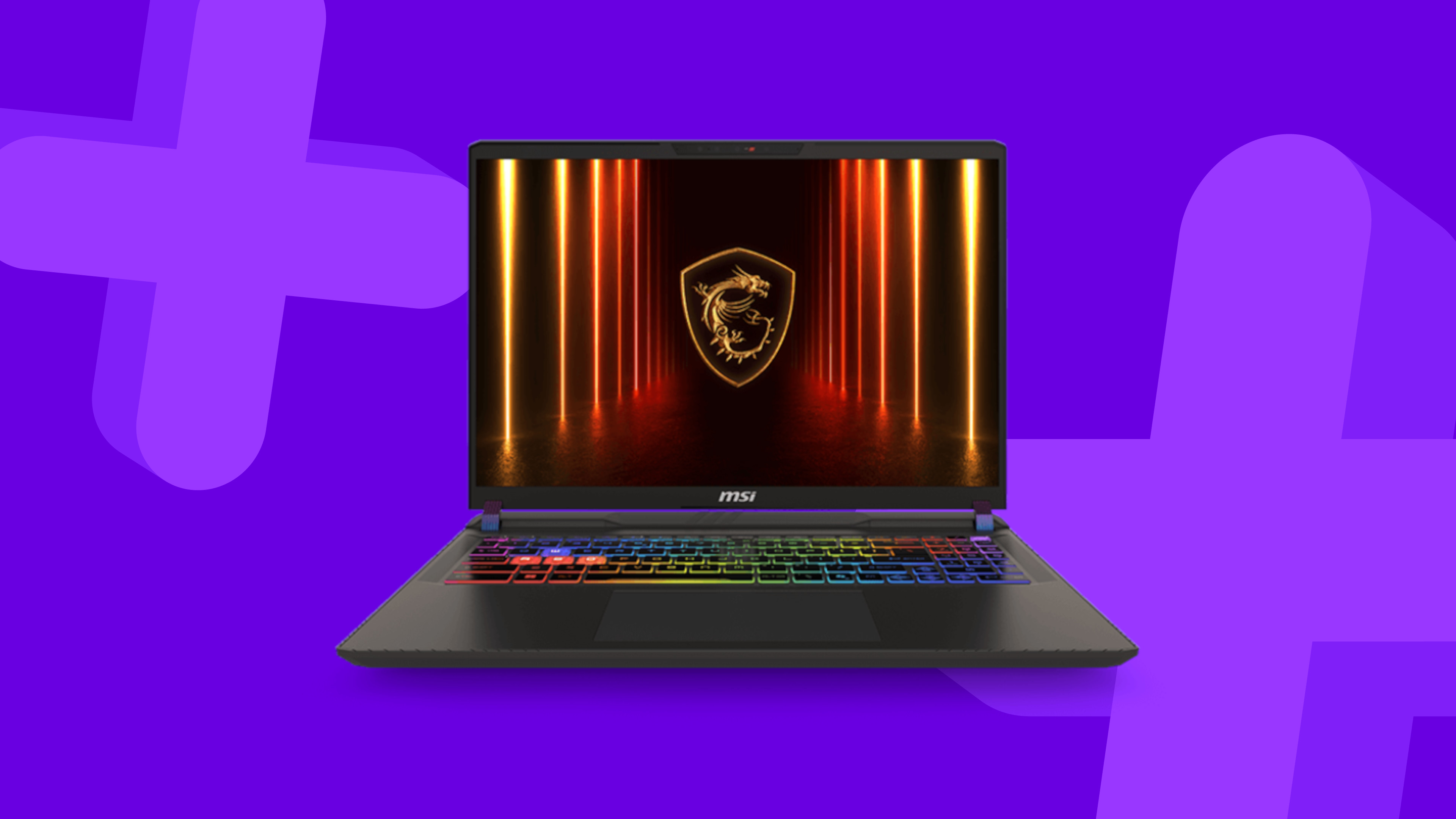 MSI Vector gaming laptop on a purple background