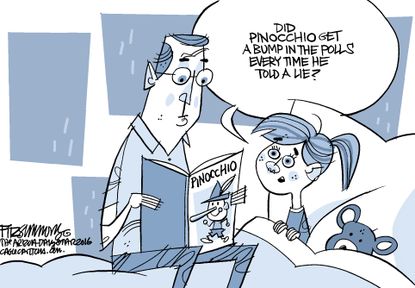Political cartoon U.S. Election Lies Pinocchio