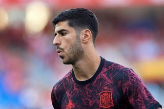 Marcos Asensio (Real Madrid) of Spain during the warm-up before the UEFA Nations League League A Group 2 match between Spain and Czech Republic at La Rosaleda Stadium on June 12, 2022 in Malaga, Spain.