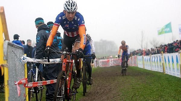 Ryan Trebon in his brand new national champion's jersey at Azencross in Loenhut, Belgium.