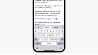 Apple iOS 17 predictive text keyboard feature.
