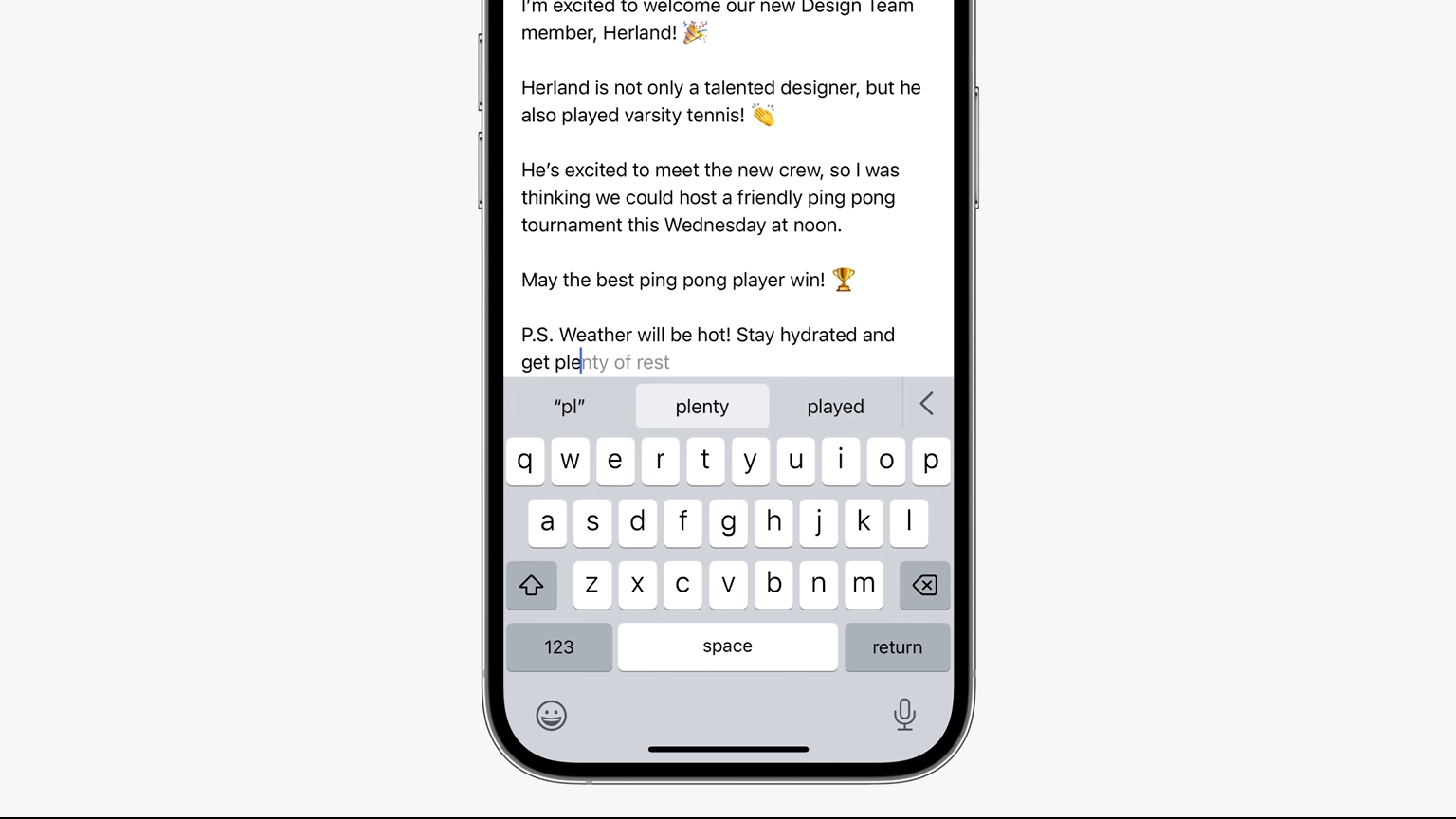 Apple iOS 17-Texterkennungsfunktion für die Tastatur.