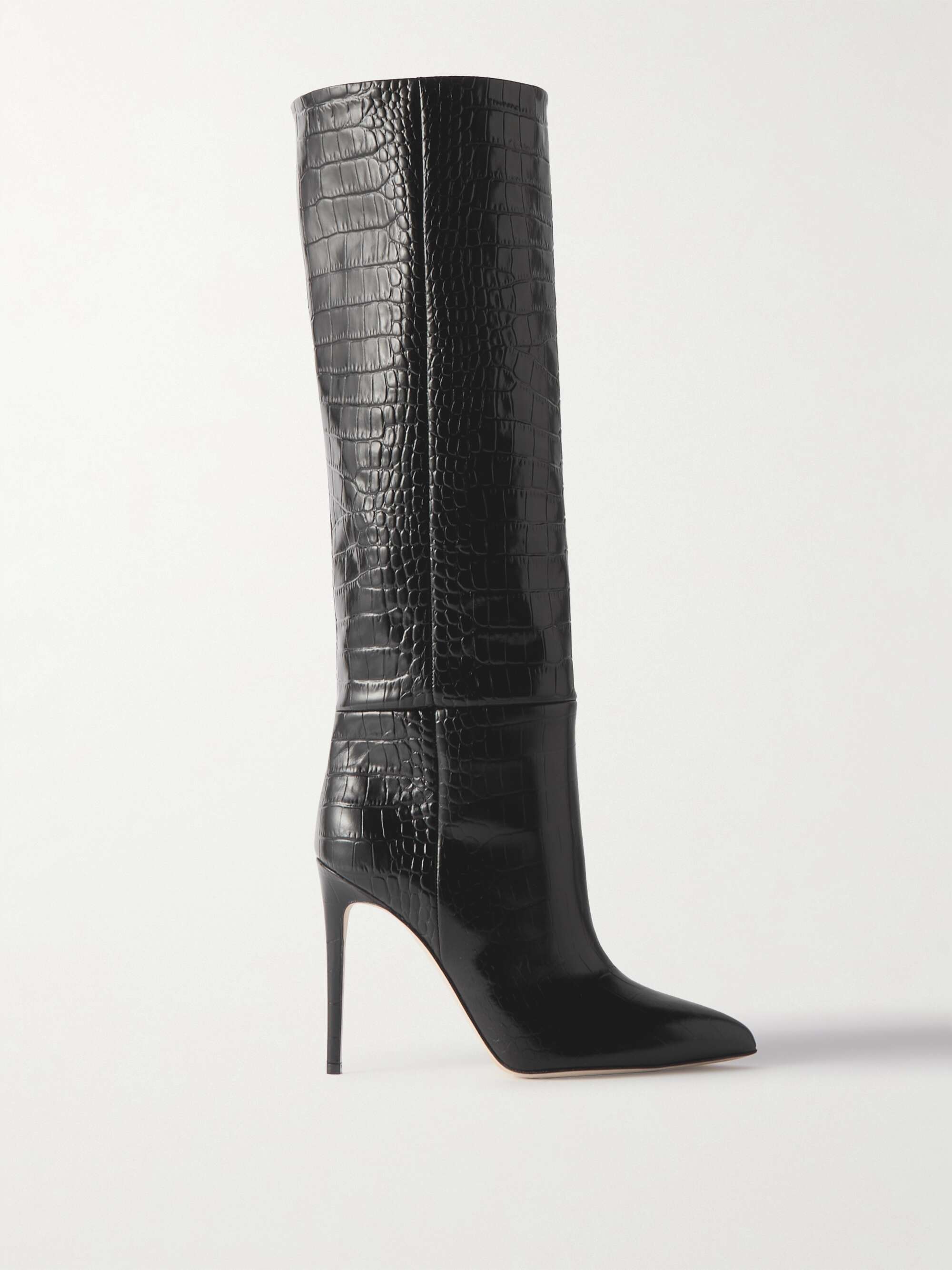 Stiletto 105 Croc-Effect Leather Knee Boots