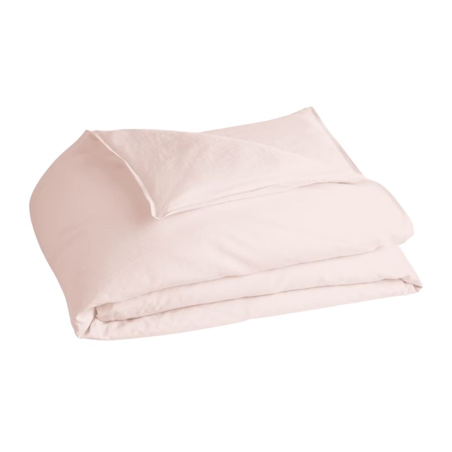 A pink percale duvet cover