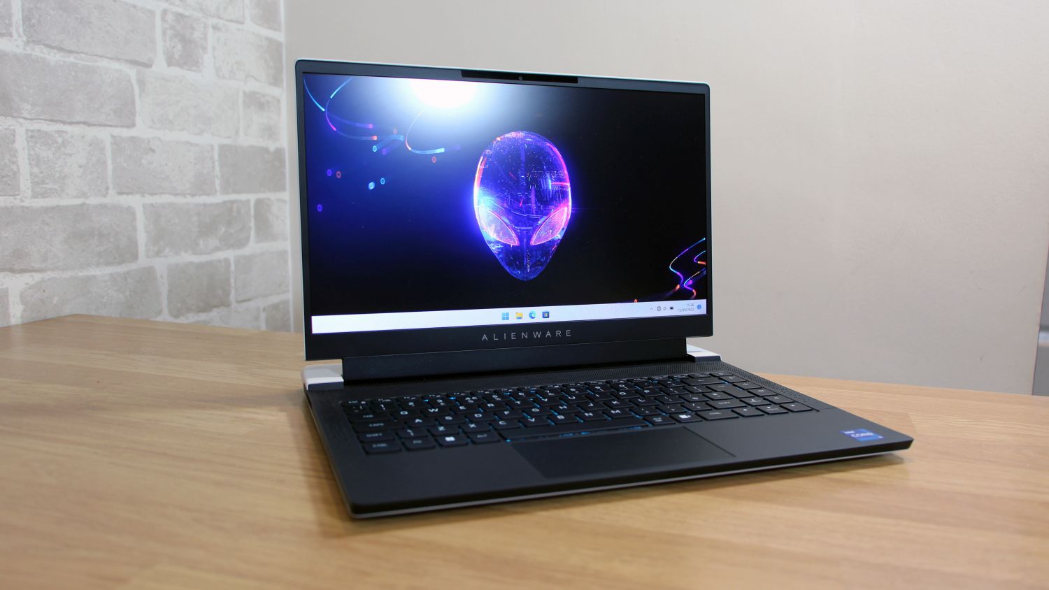 Alienware x14 laptop open, front facing