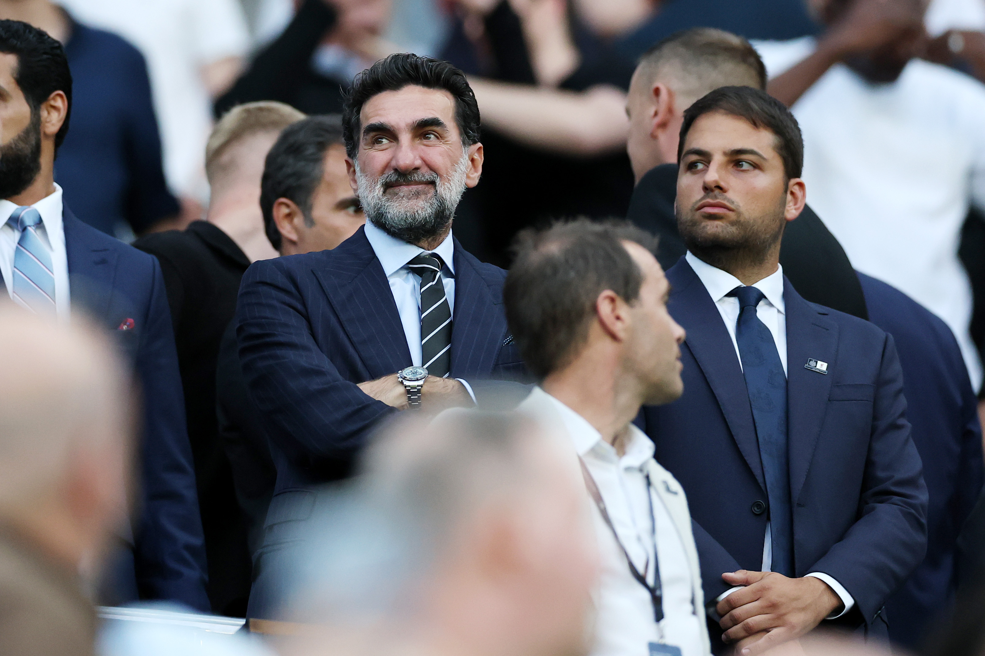 NEWCASTLE UPON TYNE, ENGLAND - AUGUST 25: Yasir Al-Rumayyan, Chairman of Newcastle United, is seen in attendance prior to the Premier League match between Newcastle United and Liverpool at St James&amp;apos; Park on August 25, 2025 in Newcastle upon Tyne, England. (Photo by Stu Forster/Getty Images)