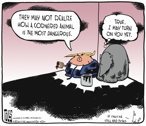 Political Cartoon U.S. Trump GOP Backed Into Corner