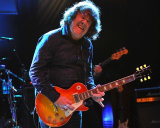 Gary Moore performs on stage at Shepherds Bush Empire in London on November 1, 2009