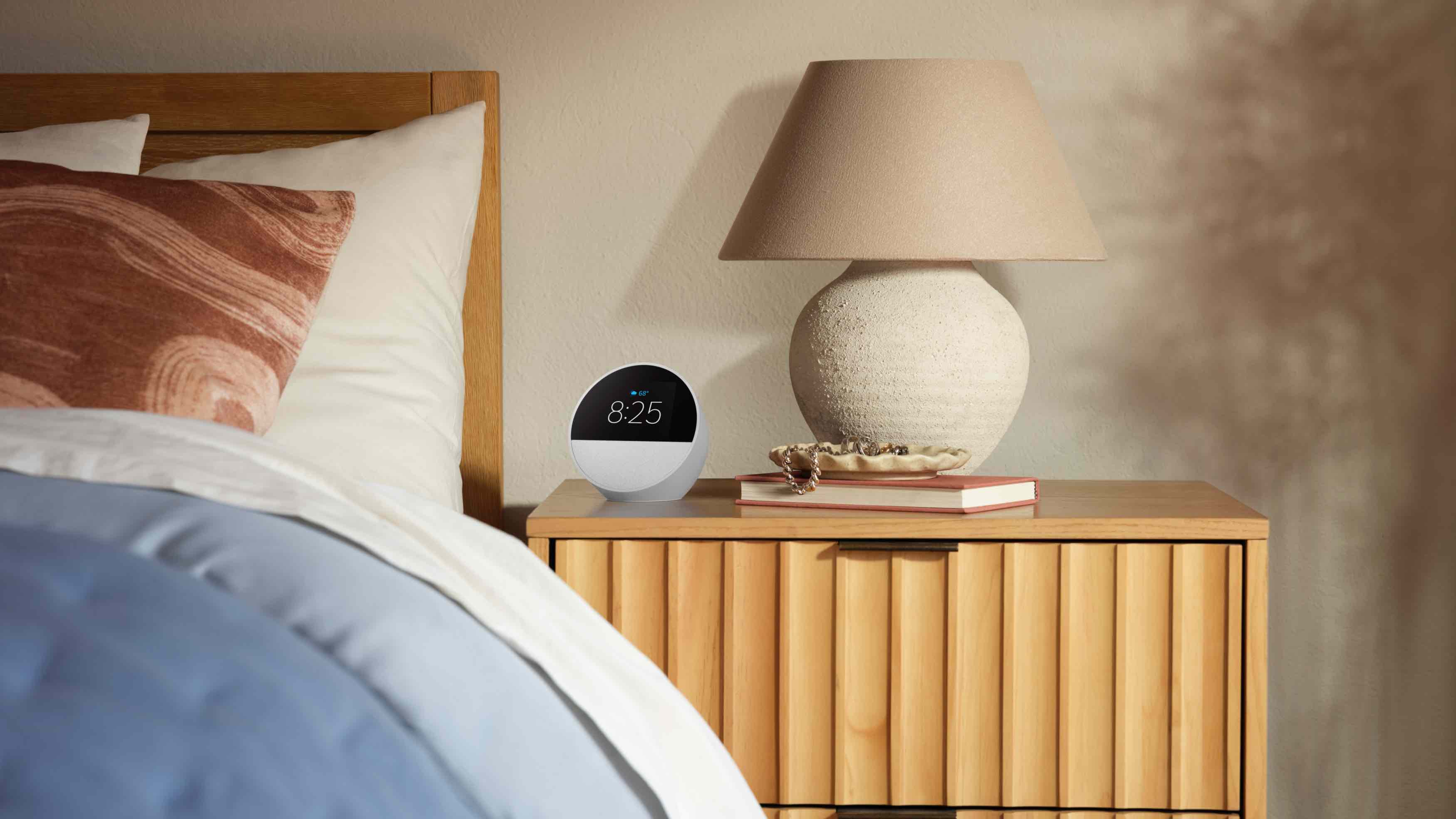 Amazon Echo Spot on a nightstand