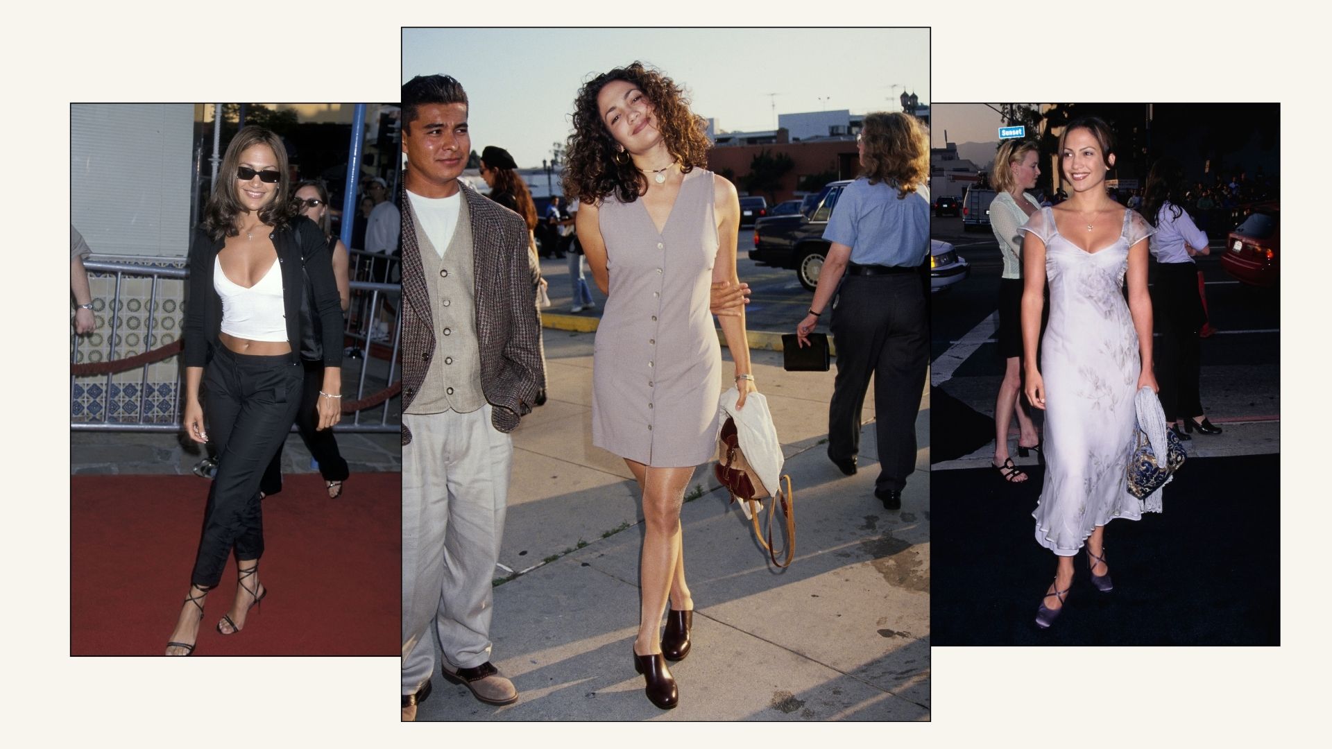 Jennifer Lopez '90s summer shoe trends.