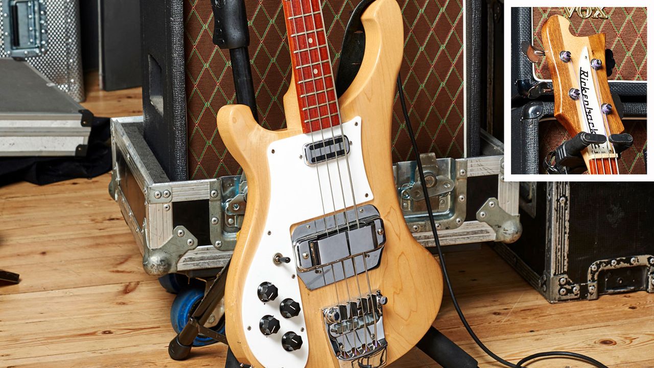 One of two Rickenbacker basses that feature in the show. McCartney had a psychedelic paint job done on his 4001 around the Magical Mystery Tour era, but stripped it back to blonde in time for The White Album. Steve has replicas of both