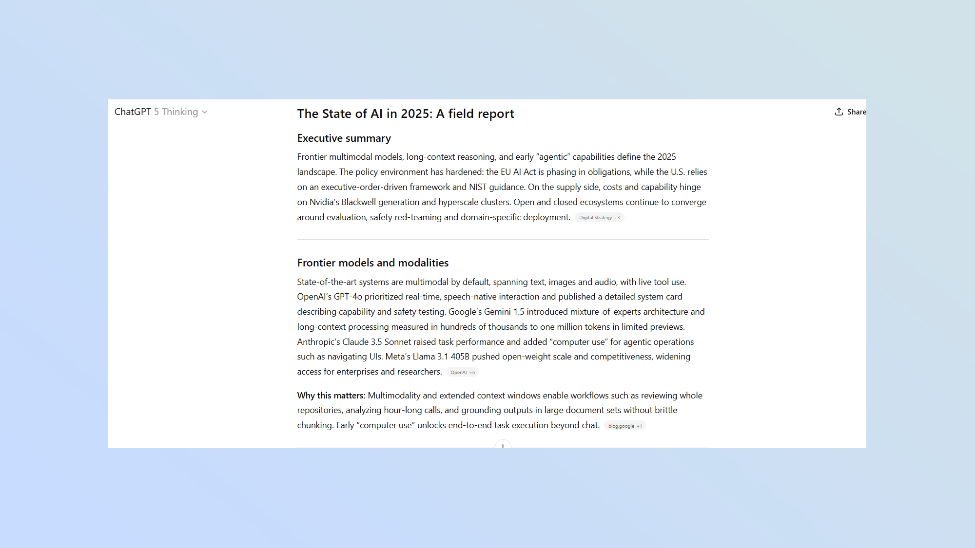 An example of the prompt being used in the ChatGPT interface