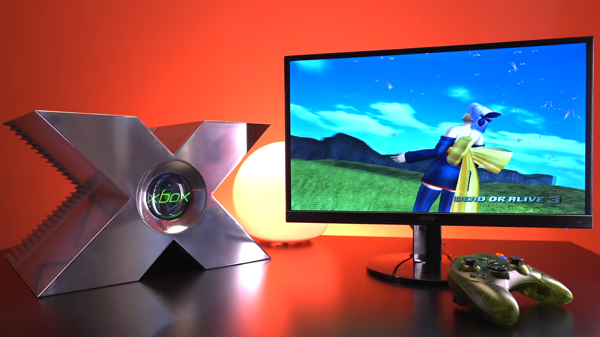 A photo of a replica of the original prototype Xbox