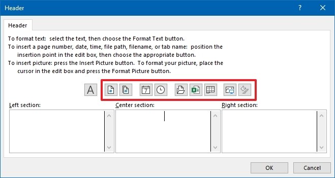 Header composer predefined options