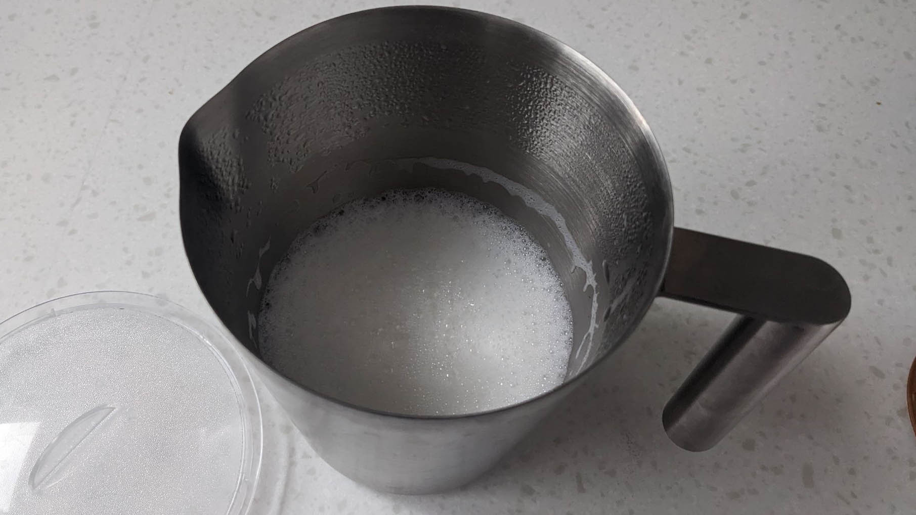 Frothed milk in the frother