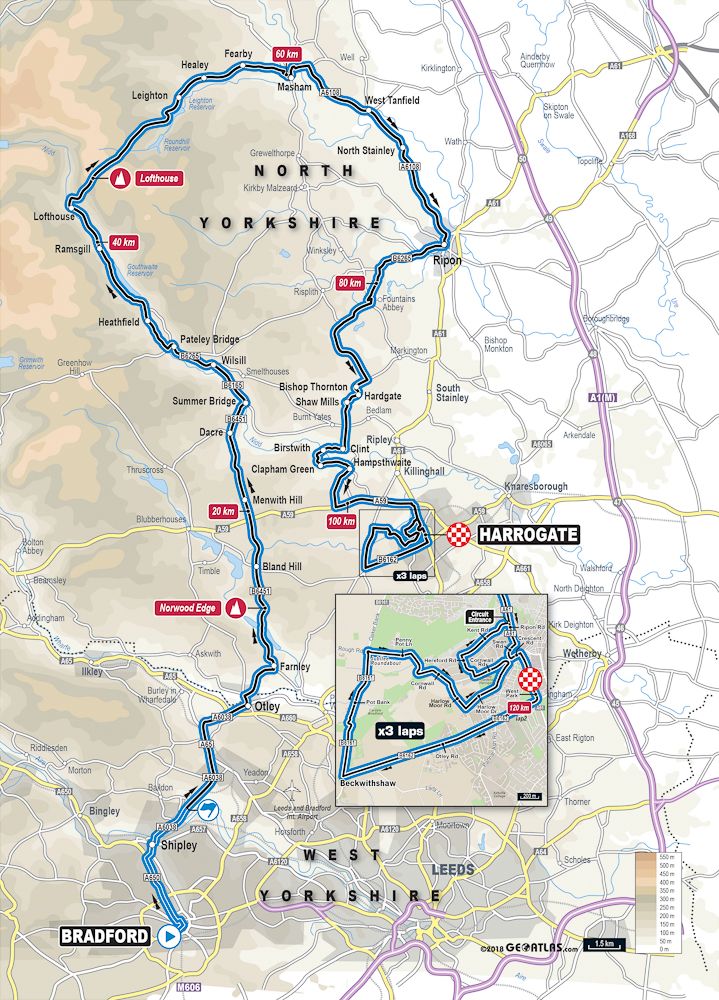 2019 UCI Road World Championships elite women road race map