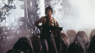 Sigourney Weaver on the set of Aliens