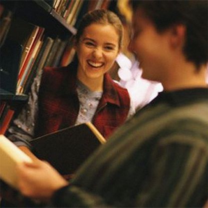 couple in a library