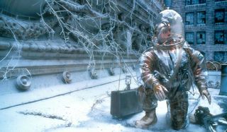 12 Monkeys Bruce Willis collecting samples in the snow