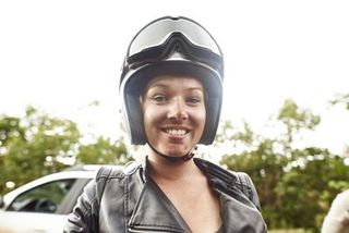 Helmet, Personal protective equipment, Jacket, Headgear, Cool, Motorcycle helmet, Leather jacket, Leather, Portrait photography, Zipper,