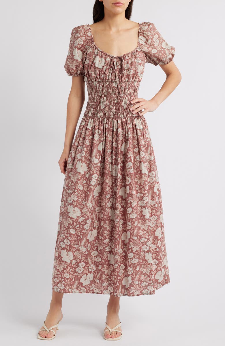 Beatrice Floral Print Cotton Midi Dress