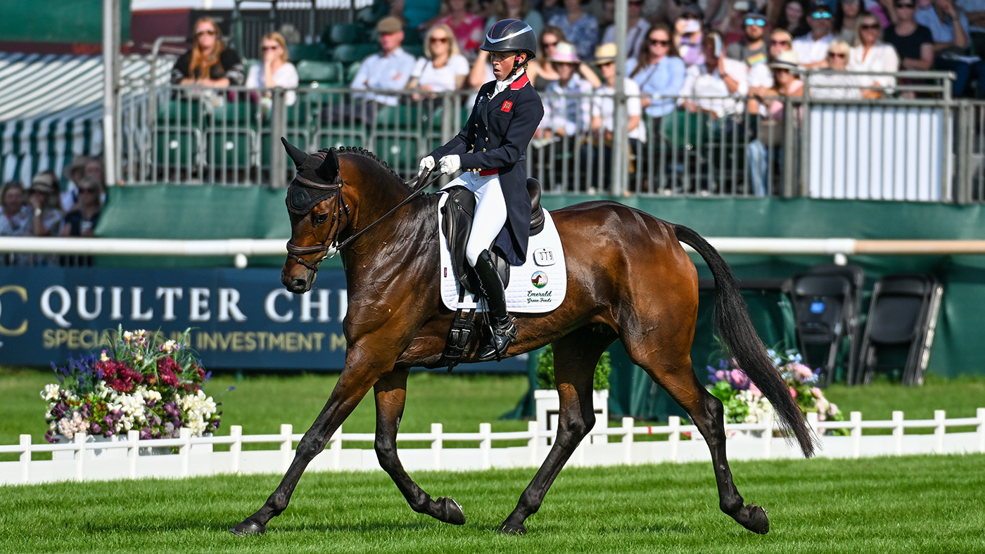 Ros Canter and Lordships Graffalo in their dressage test at Burghley 2024.