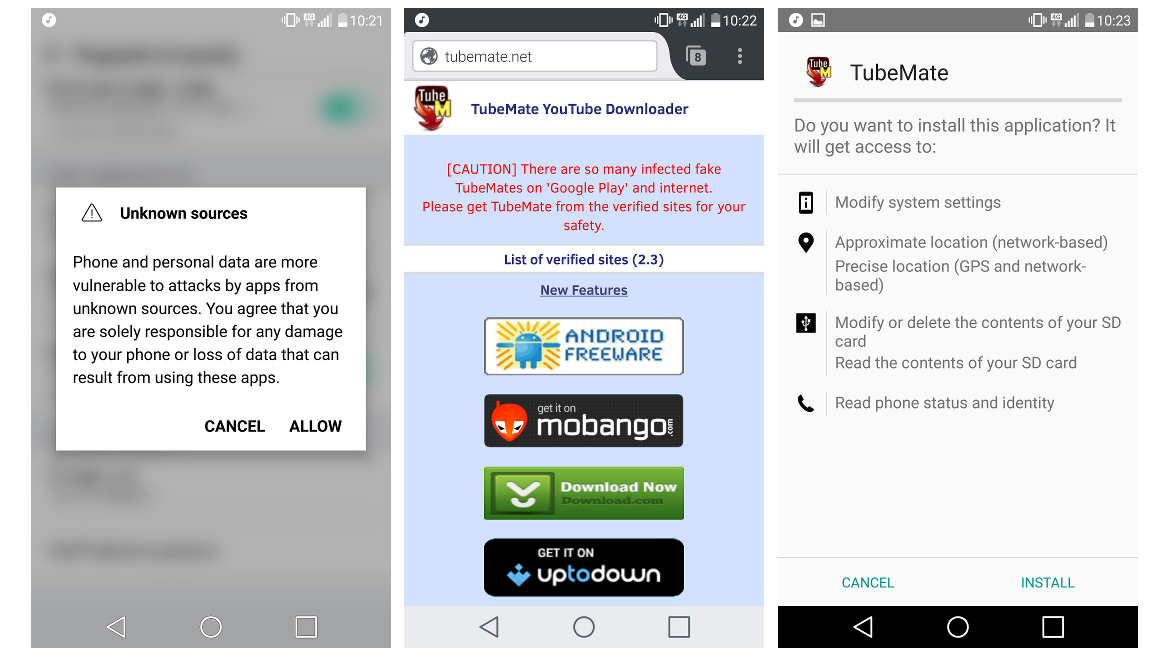 Du kan ikke hente TubeMate fra Google Play Store, og derfor må du hente en APK.