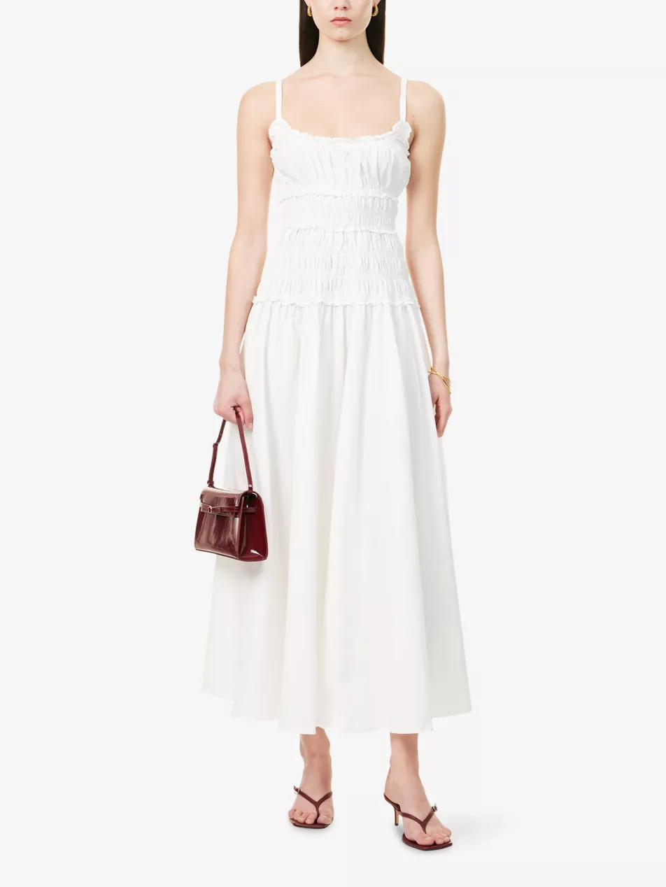Toby Shirred Cotton-Poplin Midi Dress