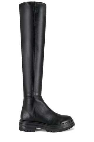 over the knee black leather boots