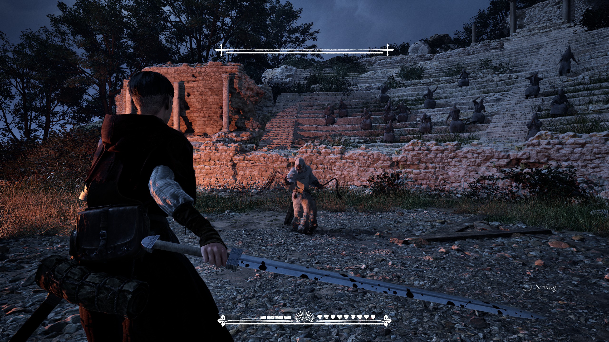 1348 Ex Voto gameplay screenshot showing Aeta fighting an enemy in third-person