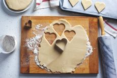 Pastry cut into heart shapes