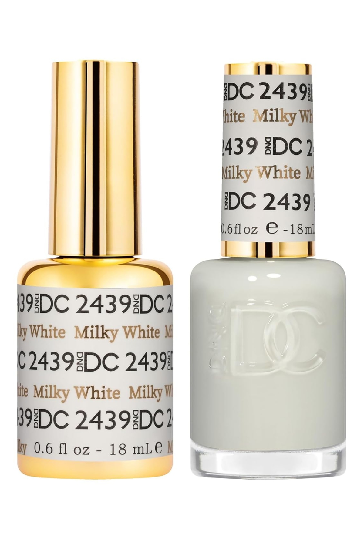 Dnd Dc Gel Polish Set, Sheer Collection, Uv/led Gel Polish and Air Dry Nail Lacquer, Matching Chip-Free Polish Duo, 2439 Milky White, 0.5 Fl Oz