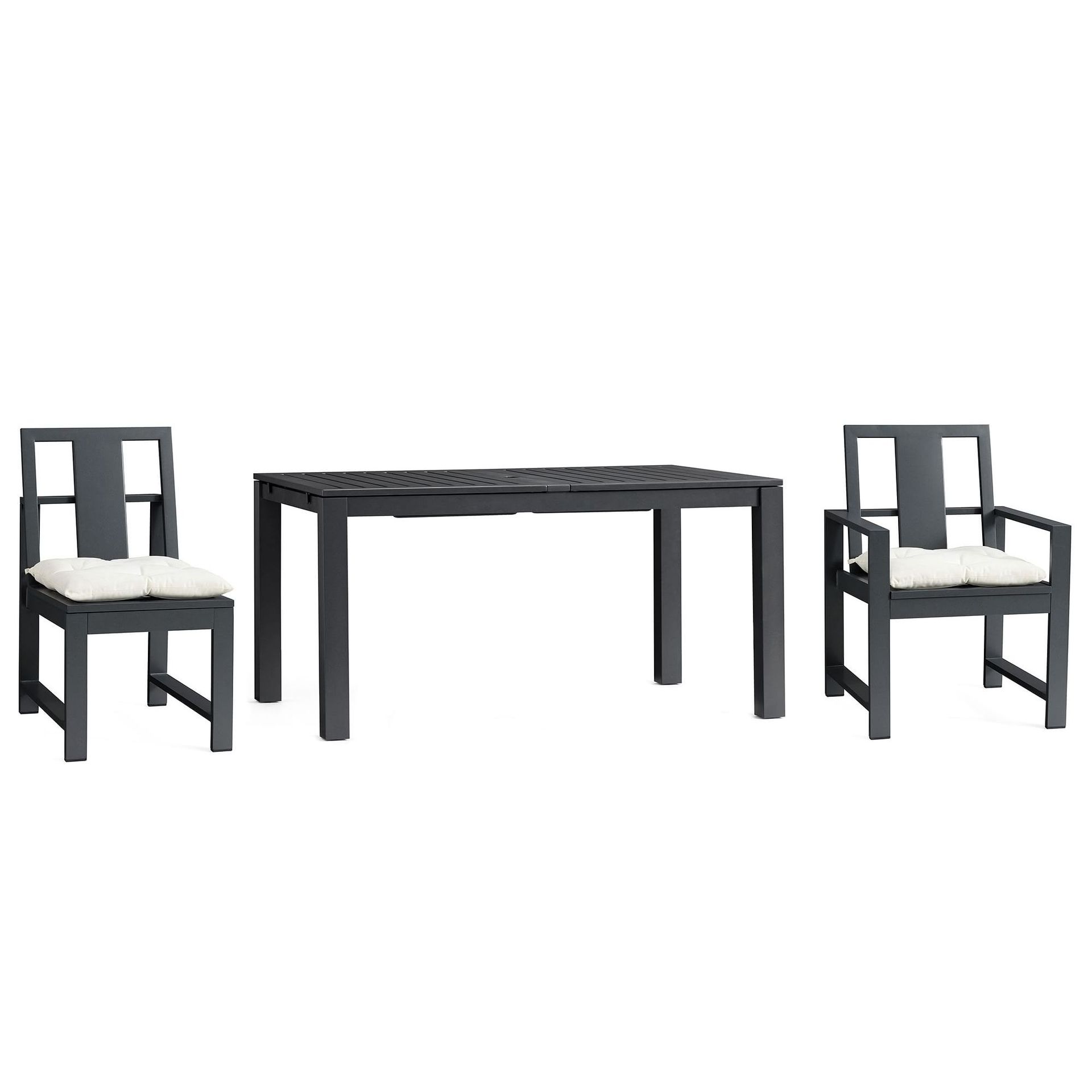 Pottery Barn - Indio Metal Extending Dining Table + Chair Dining Set, Slate