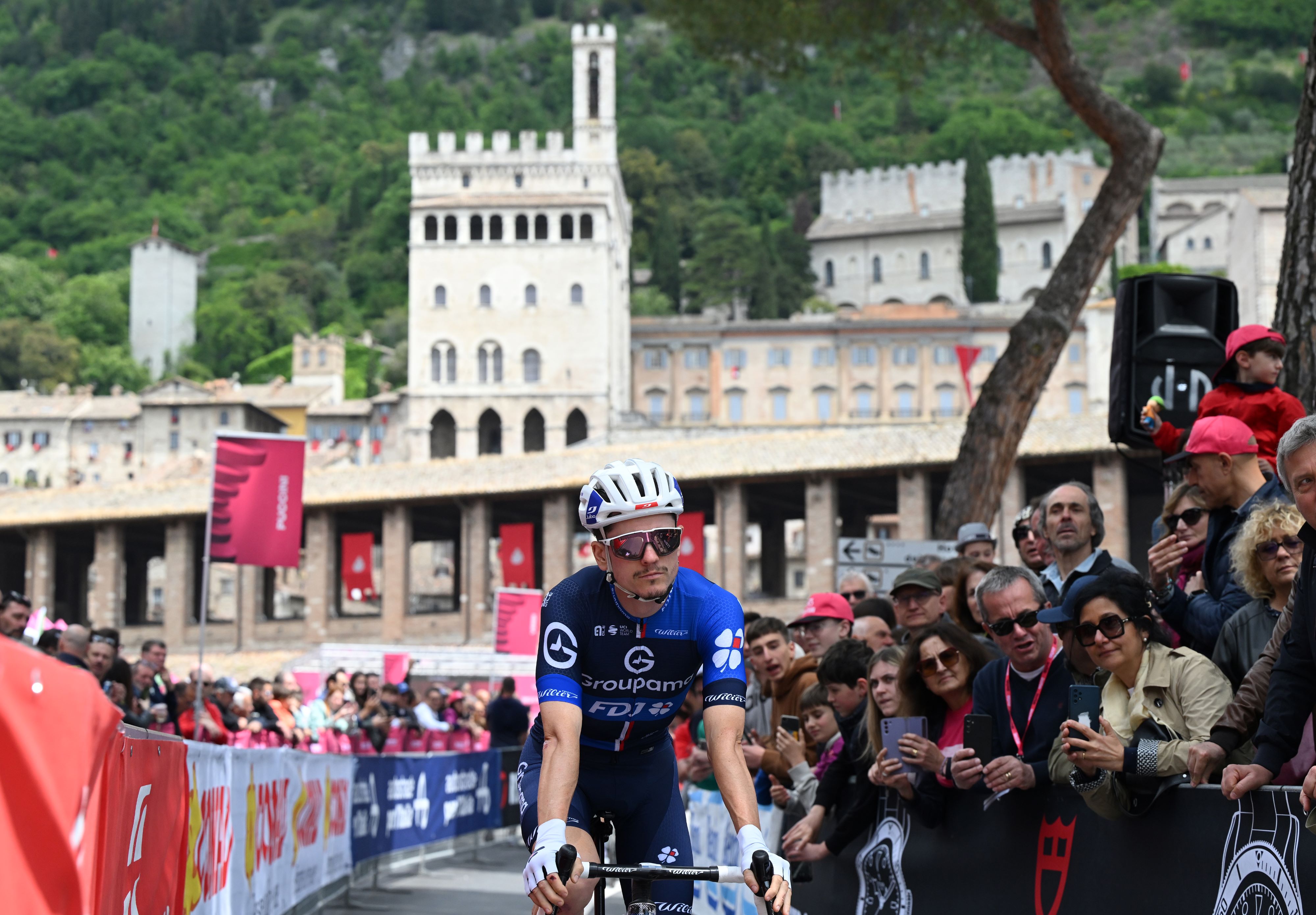 David Gaudu of France and Team Groupama - FDJ prior to the 108th Giro d'Italia 2025, Stage 9 a 181km stage from Gubbio to Siena / #UCIWT / on May 18, 2025 in Gubbio, Italy. (Photo by Dario Belingheri/Getty Images)