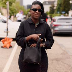 Nikki Ogunnaike wearing all black outfit