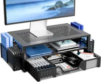 Simple Trending  2-tier metal monitor stand with drawer and pen pot