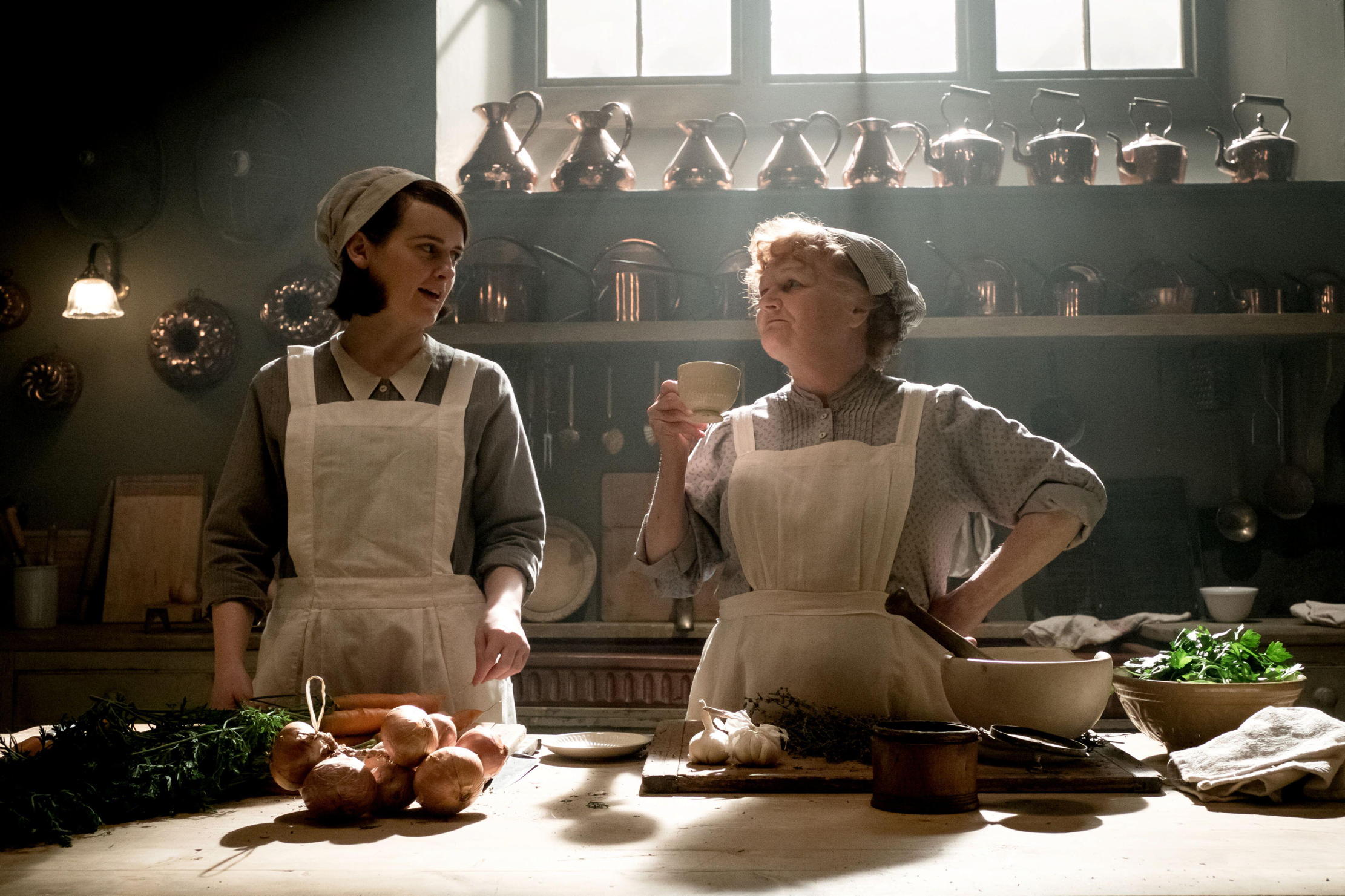 Mrs Patmore in the kitchen in a still from Downton Abbey