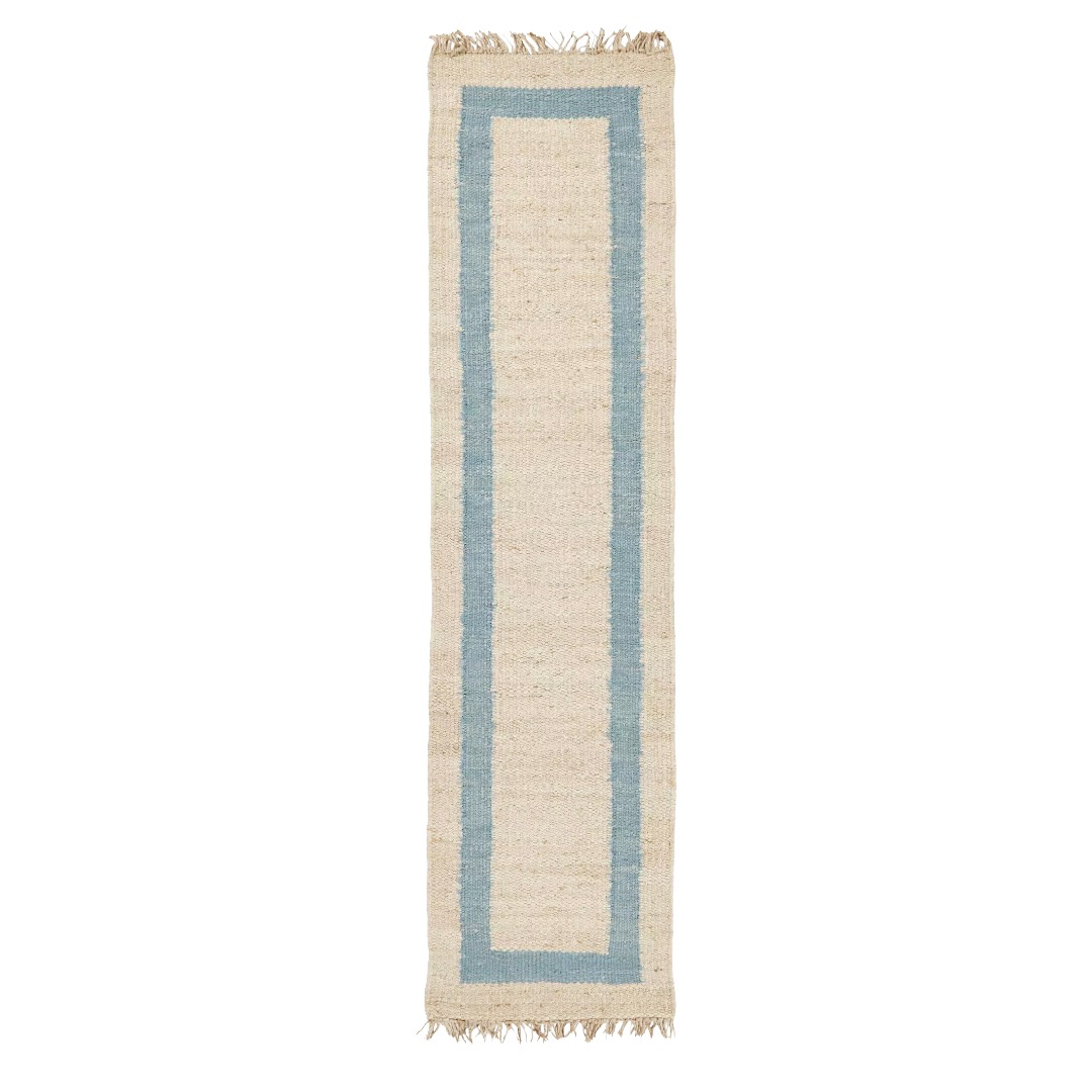 Jute runner with blue border